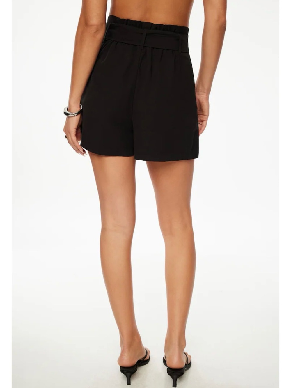 Dynamite White High-Waist Pleated Shorts with Side Buttons - Picture 5 of 6